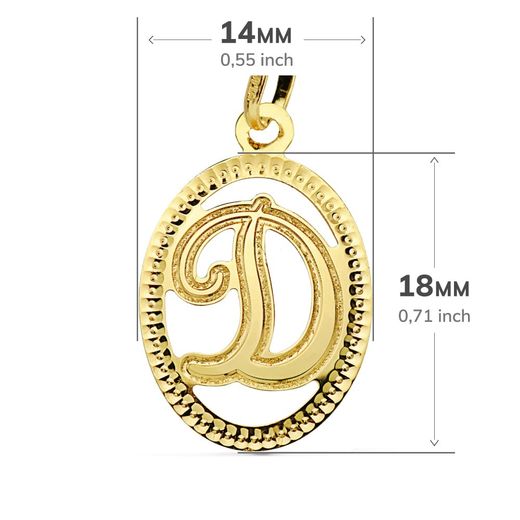 18K Colgante Oro Amarillo Inicial Letra D 21X14 Mm