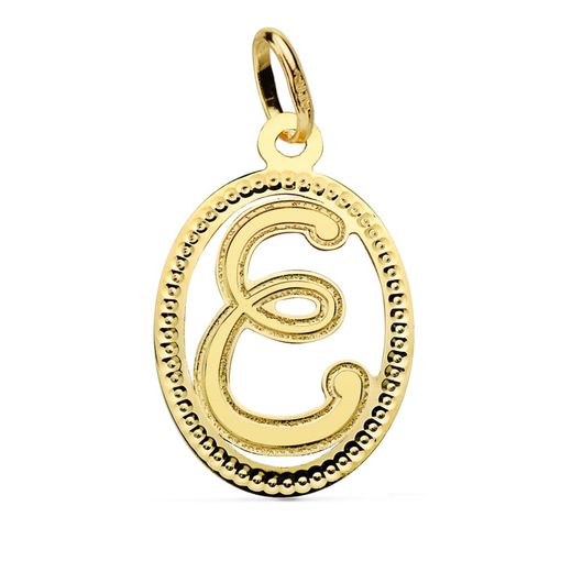 18K Colgante Oro Amarillo Inicial Letra E. 21X14 Mm