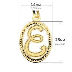 18K Colgante Oro Amarillo Inicial Letra E. 21X14 Mm