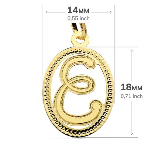 18K Colgante Oro Amarillo Inicial Letra E. 21X14 Mm