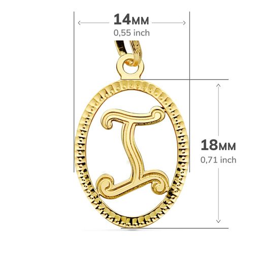 18K Colgante Oro Amarillo Inicial Letra I 21X14 Mm