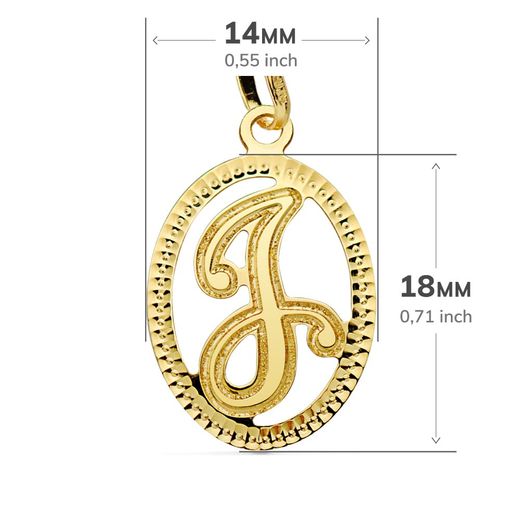 18K Colgante Oro Amarillo Inicial Letra J 21X14 Mm