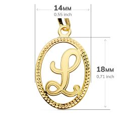 18K Colgante Oro Amarillo Inicial Letra L 21X14 Mm