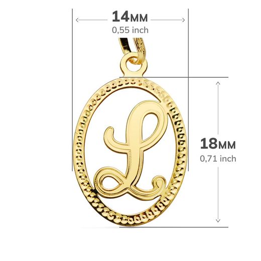 18K Colgante Oro Amarillo Inicial Letra L 21X14 Mm