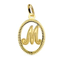 18K Colgante Oro Amarillo Inicial Letra M. 21X14 Mm