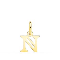 18K Colgante Oro Amarillo Inicial Letra " N " 11X10 Mm