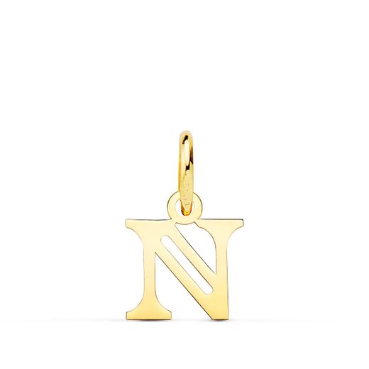 18K Colgante Oro Amarillo Inicial Letra " N " 11X10 Mm