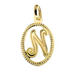18K Colgante Oro Amarillo Inicial Letra N 21X14 Mm