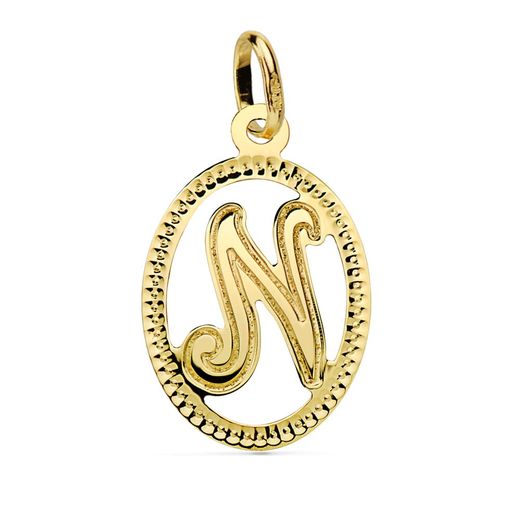 18K Colgante Oro Amarillo Inicial Letra N 21X14 Mm