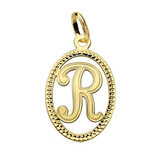 18K Colgante Oro Amarillo Inicial Letra R 21X14 Mm