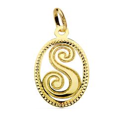 18K Colgante Oro Amarillo Inicial Letra S 21X14 Mm