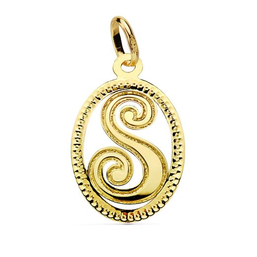 18K Colgante Oro Amarillo Inicial Letra S 21X14 Mm
