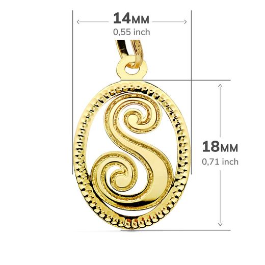 18K Colgante Oro Amarillo Inicial Letra S 21X14 Mm