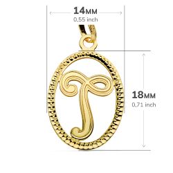 18K Colgante Oro Amarillo Inicial Letra T 21X14 Mm