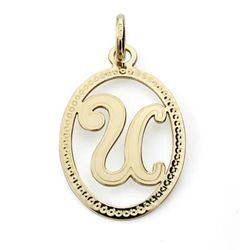 18K Colgante Oro Amarillo Inicial Letra U 21X14 Mm