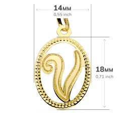 18K Colgante Oro Amarillo Inicial Letra V 21X14 Mm