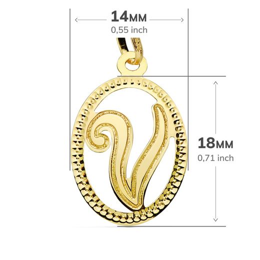 18K Colgante Oro Amarillo Inicial Letra V 21X14 Mm