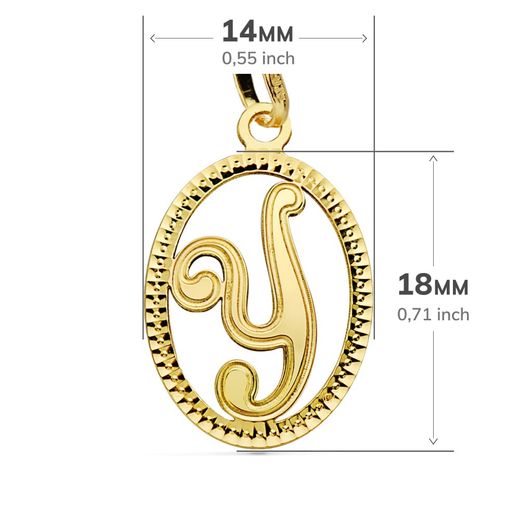 18K Colgante Oro Amarillo Inicial Letra Y 21X14 Mm