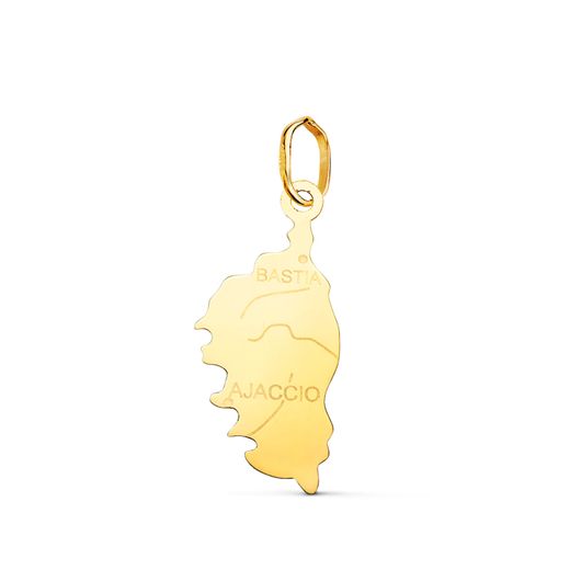 18K Colgante Oro Amarillo Isla De Corcega En Brillo. 22,5 X 10 Mm
