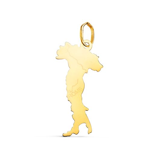 18K Colgante Oro Amarillo Italia En Brillo. 25 X 12 Mm