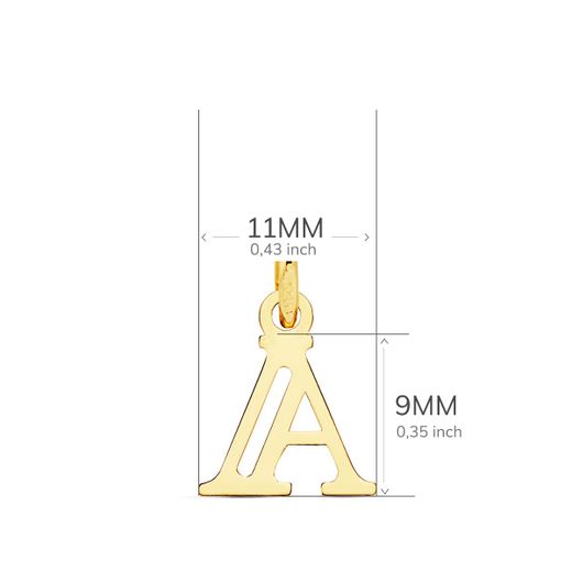 18K Colgante Oro Amarillo Letra " A " 11X9 Mm