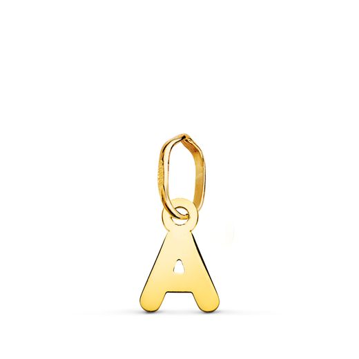 18K Colgante Oro Amarillo Letra " A " Brillo. 8 X 5.5 Mm