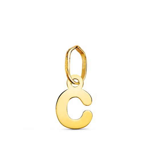 18K Colgante Oro Amarillo Letra " C " Brillo. 8 X 5.5 Mm
