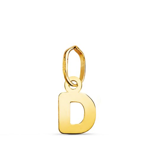 18K Colgante Oro Amarillo Letra " D " Brillo. 8 X 5 Mm