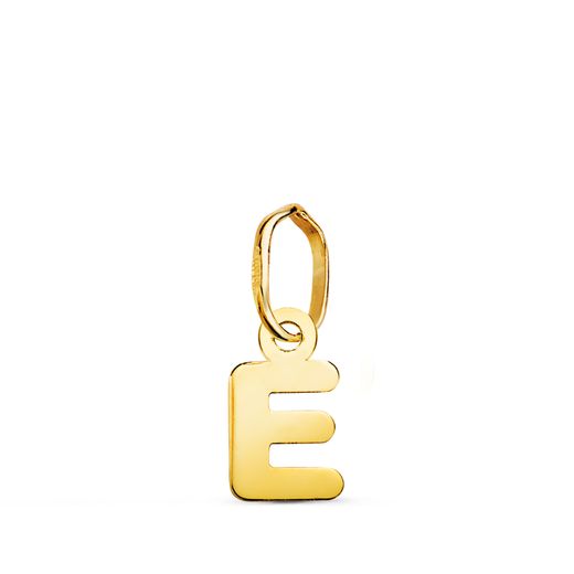18K Colgante Oro Amarillo Letra " E " Brillo. 8.2 X 4,6 Mm