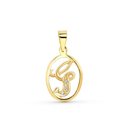 18K Colgante Oro Amarillo Letra G Con Circonitas