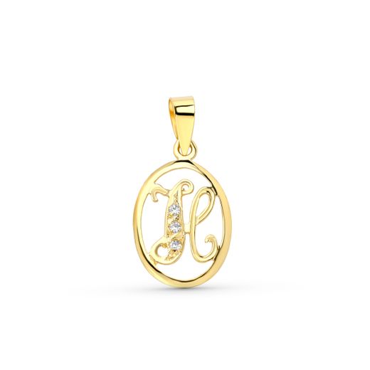 18K Colgante Oro Amarillo Letra H Con Circonitas
