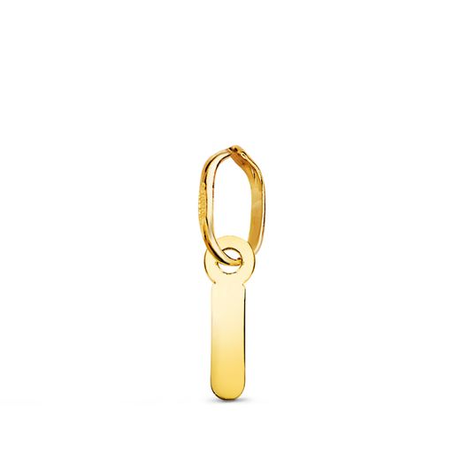 18K Colgante Oro Amarillo Letra " I " Brillo. 8.5 X 2 Mm