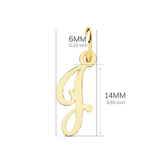 18K Colgante Oro Amarillo Letra " J " . 15X6 Mm