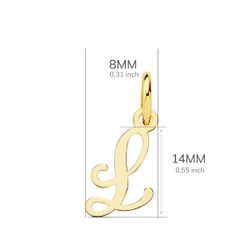 18K Colgante Oro Amarillo Letra " L " . 10X8 Mm