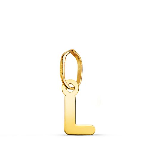 18K Colgante Oro Amarillo Letra " L " Brillo. 8 X 4.3 Mm