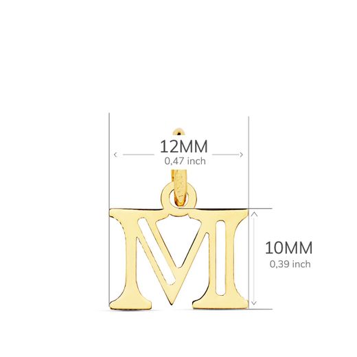18K Colgante Oro Amarillo Letra " M " . 12X10 Mm