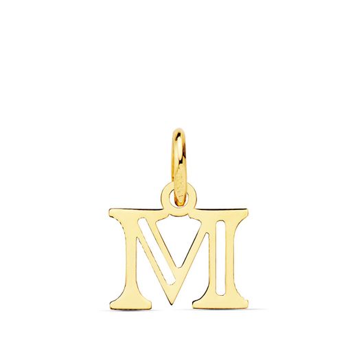 18K Colgante Oro Amarillo Letra " M " . 12X10 Mm