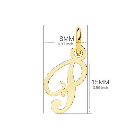 18K Colgante Oro Amarillo Letra " P " 15X8 Mm