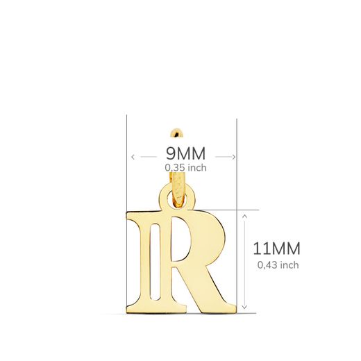 18K Colgante Oro Amarillo Letra " R " 11X9 Mm