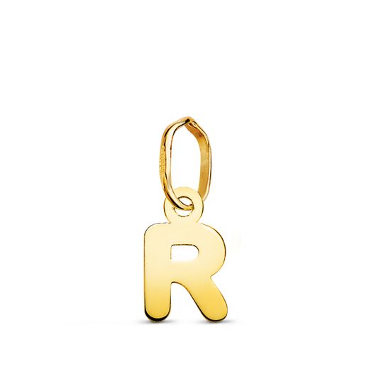 18K Colgante Oro Amarillo Letra " R " Brillo. 8.3 X 5 Mm
