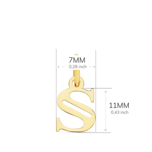 18K Colgante Oro Amarillo Letra " S " 11X7 Mm