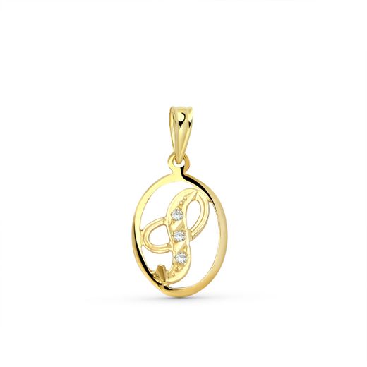 18K Colgante Oro Amarillo Letra S Con Circonitas