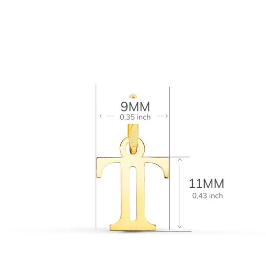 18K Colgante Oro Amarillo Letra " T " . 11X9 Mm