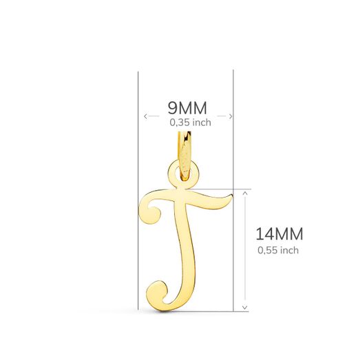 18K Colgante Oro Amarillo Letra " T " 14X9 Mm