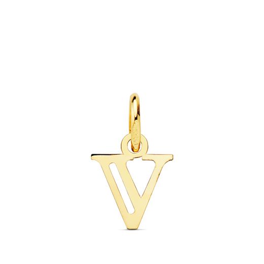 18K Colgante Oro Amarillo Letra " V " . 11X9 Mm