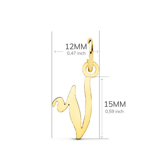 18K Colgante Oro Amarillo Letra " V " 15X12 Mm