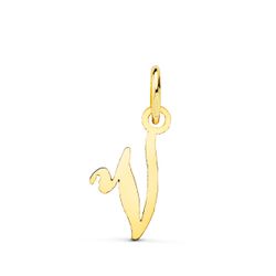 18K Colgante Oro Amarillo Letra " V " 15X12 Mm
