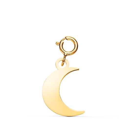 18K Colgante Oro Amarillo Luna 13 X 9 Mm Con Reasa De 4.5 Mm