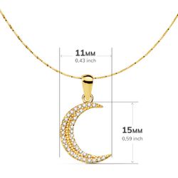 18K Colgante Oro Amarillo Luna Circonita 15X11 Mm Cadena Veneciana 42 3 Cm