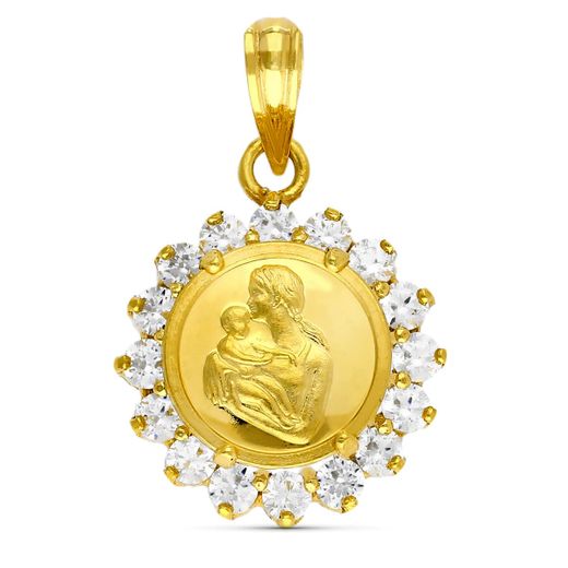 18K Colgante Oro Amarillo Madre 16 Circonita 15X15 Mm